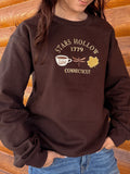Embroidered Stars Hollow Sweatshirt: Brown